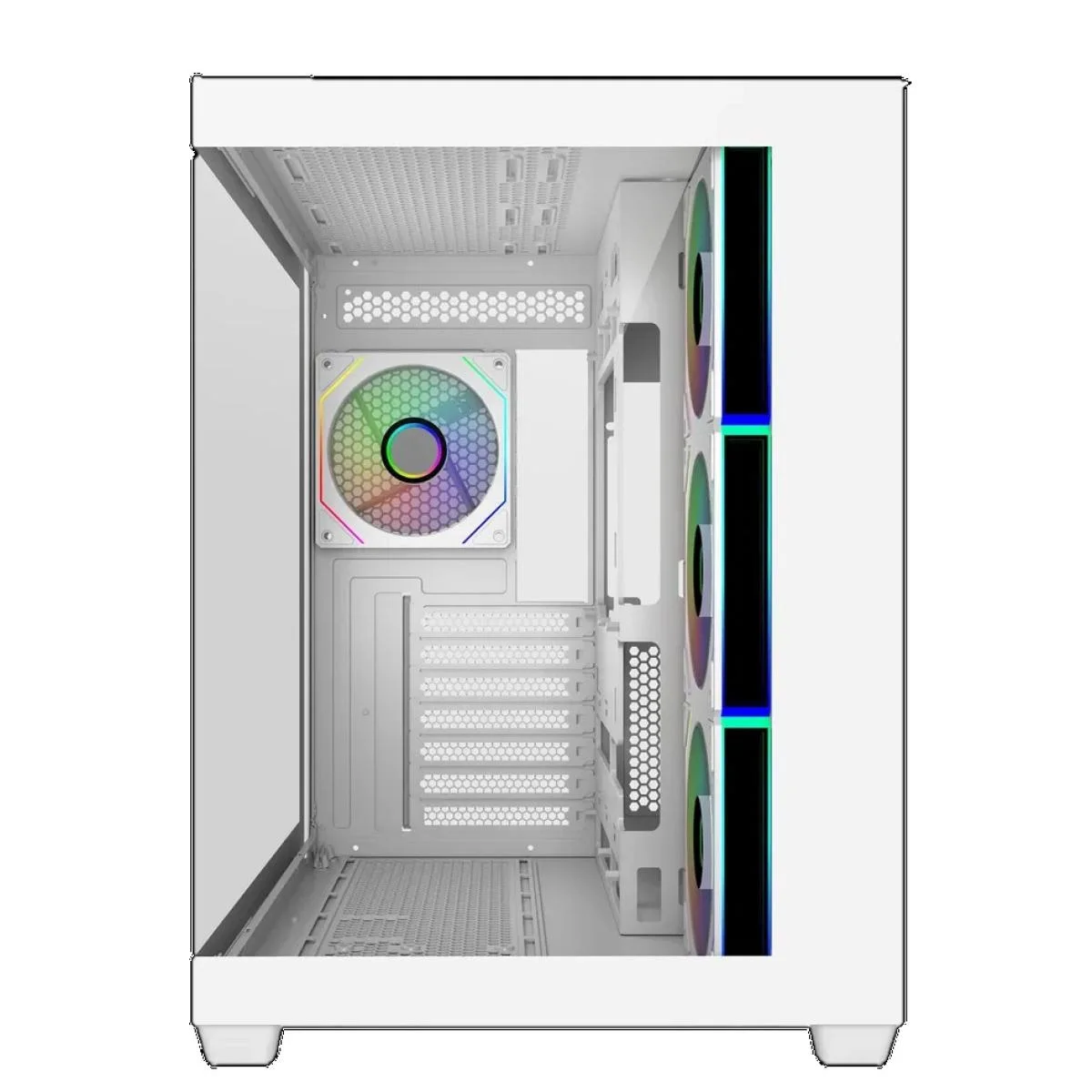 Cooler Master Elite 481 Wood White ARGB Mid-Tower Gaming Case with 3 x 120mm Fans - Thumbnail 2