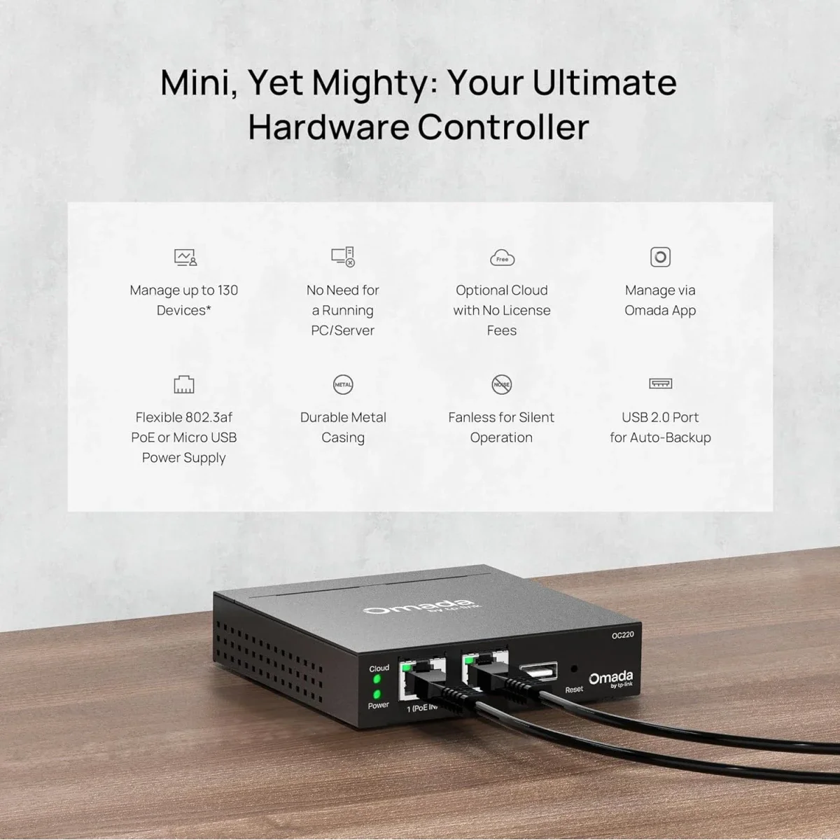 جهاز تحكم لجمع كل مقويات الإشارة (حتى 100 جهاز) في شاشة تحكم واحدة  TP-LINK OC220 Omada مع PoE  - Thumbnail 2
