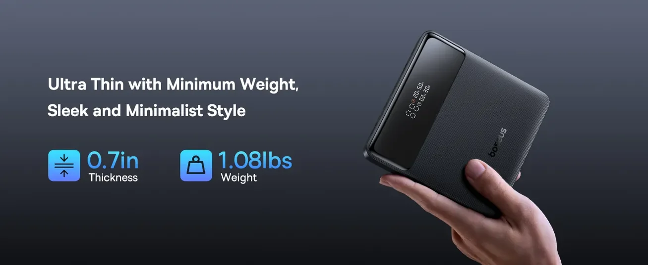 Baseus Blade H1 Lite 20000mAh 100W Fast Charging Power Bank with Type-C Cable, 4 Ports, Black - Thumbnail 13
