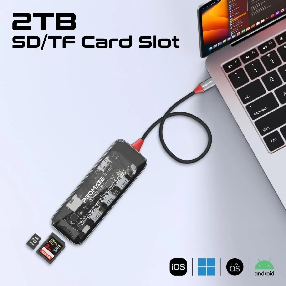 Promate TransHub-Go 9-in-1 USB-C Multiport Hub with 4K@60Hz HDMI, Gigabit LAN and 100W PD - Image 7