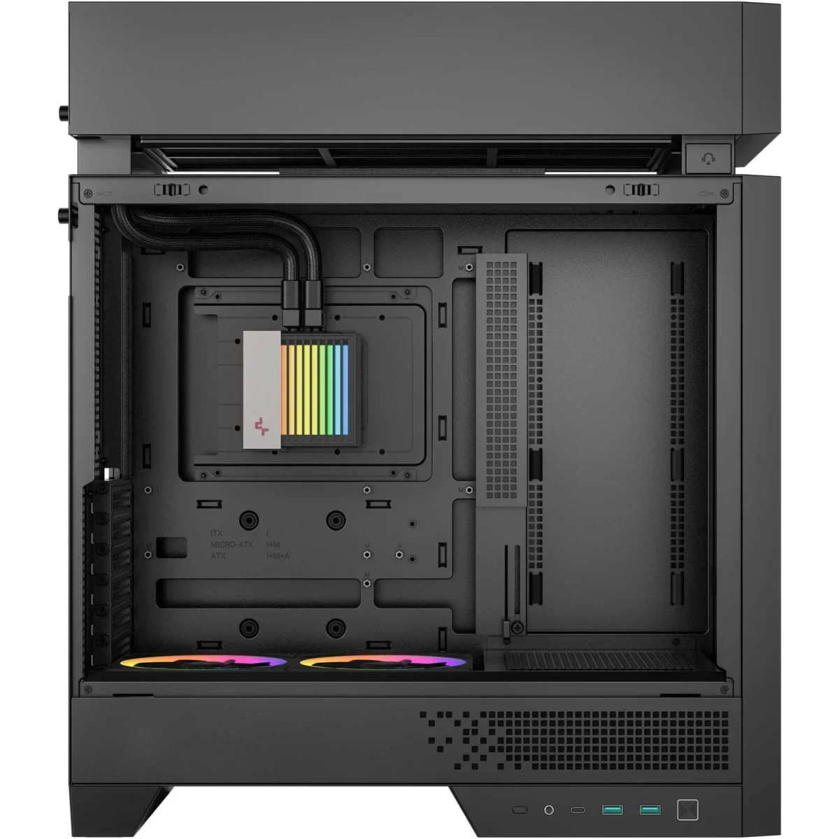 DeepCool CL6600 Mid-Tower Computer Case with Pre-Installed 360mm ARGB Liquid Cooler & 2x FL12R SE ARGB Fans - Black - Thumbnail 5