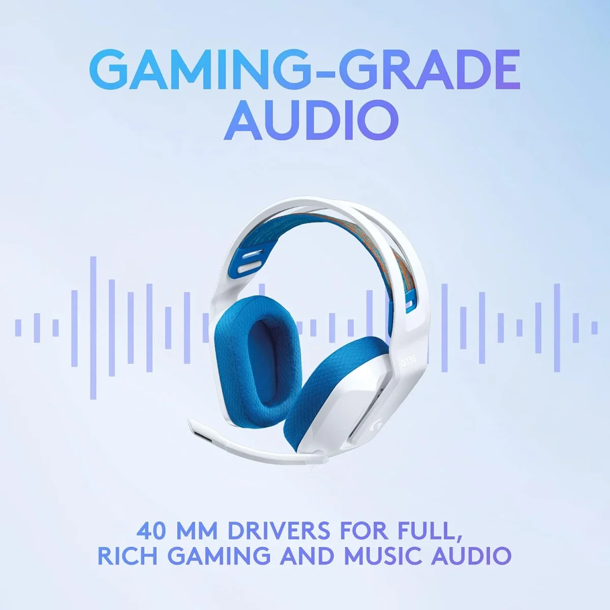 سماعة ألعاب Logitech G335 سلكية مع ميكروفون قابل للطي لكتم الصوت ومنفذ صوت 3.5 مم - أبيض - Thumbnail 7