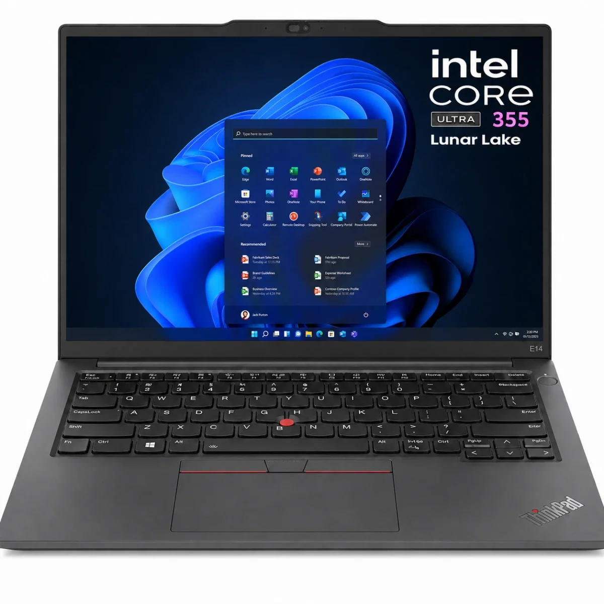 لابتوب أعمال Lenovo ThinkPad E14 Gen 8 مقاس 14 إنش، Intel Core Ultra 7 355 ثماني النواة، شاشة IPS بسطوع 300 شمعة، Wi-Fi 7، أسود