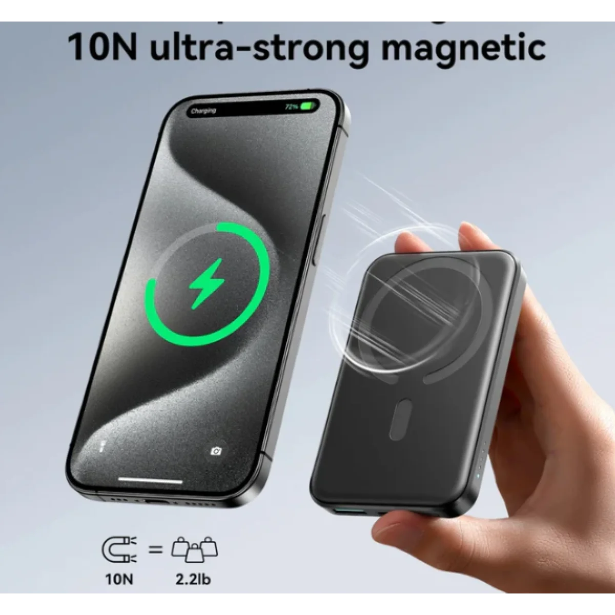JOYROOM JR-W020 20W Mini Magnetic Wireless Power Bank 5000mAh Black - Image 4