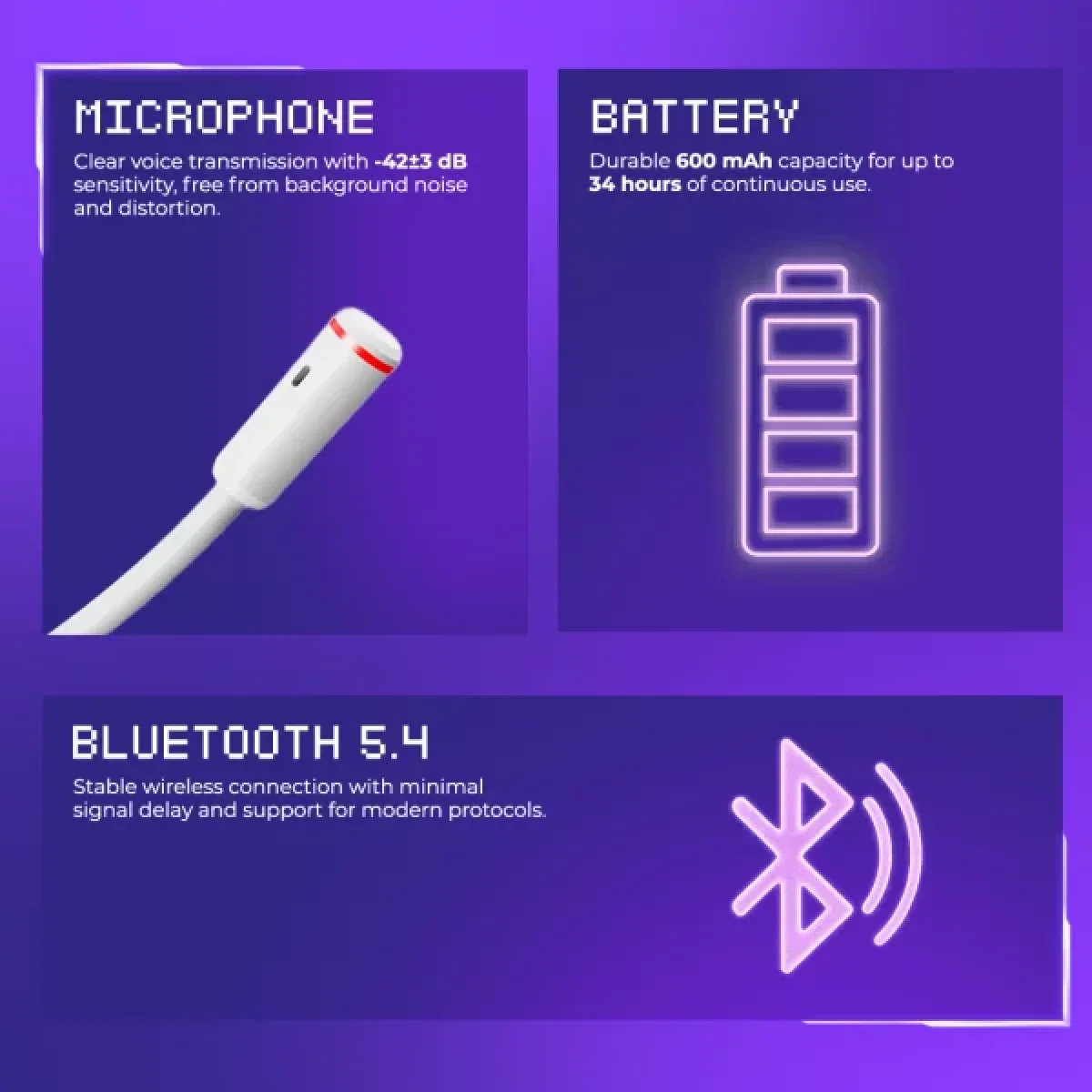Proove Gaming Bliss Bluetooth 5.4 Gaming Headset with Foldable Microphone, Black (GHBLPP010001) - Thumbnail 6