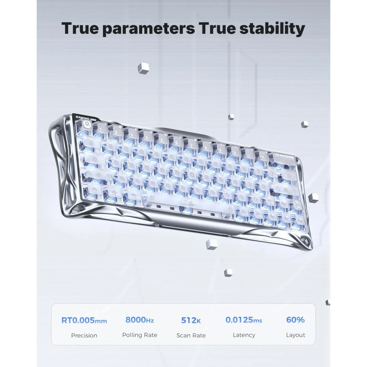 كيبورد ألعاب GravaStar Mercury V60 Pro مغناطيسي HE بحجم 60% ومعدل Polling 8kHz - Thumbnail 4
