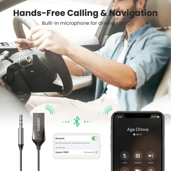 محول Ugreen 70601 من AUX إلى Bluetooth 5.0 - Thumbnail 3
