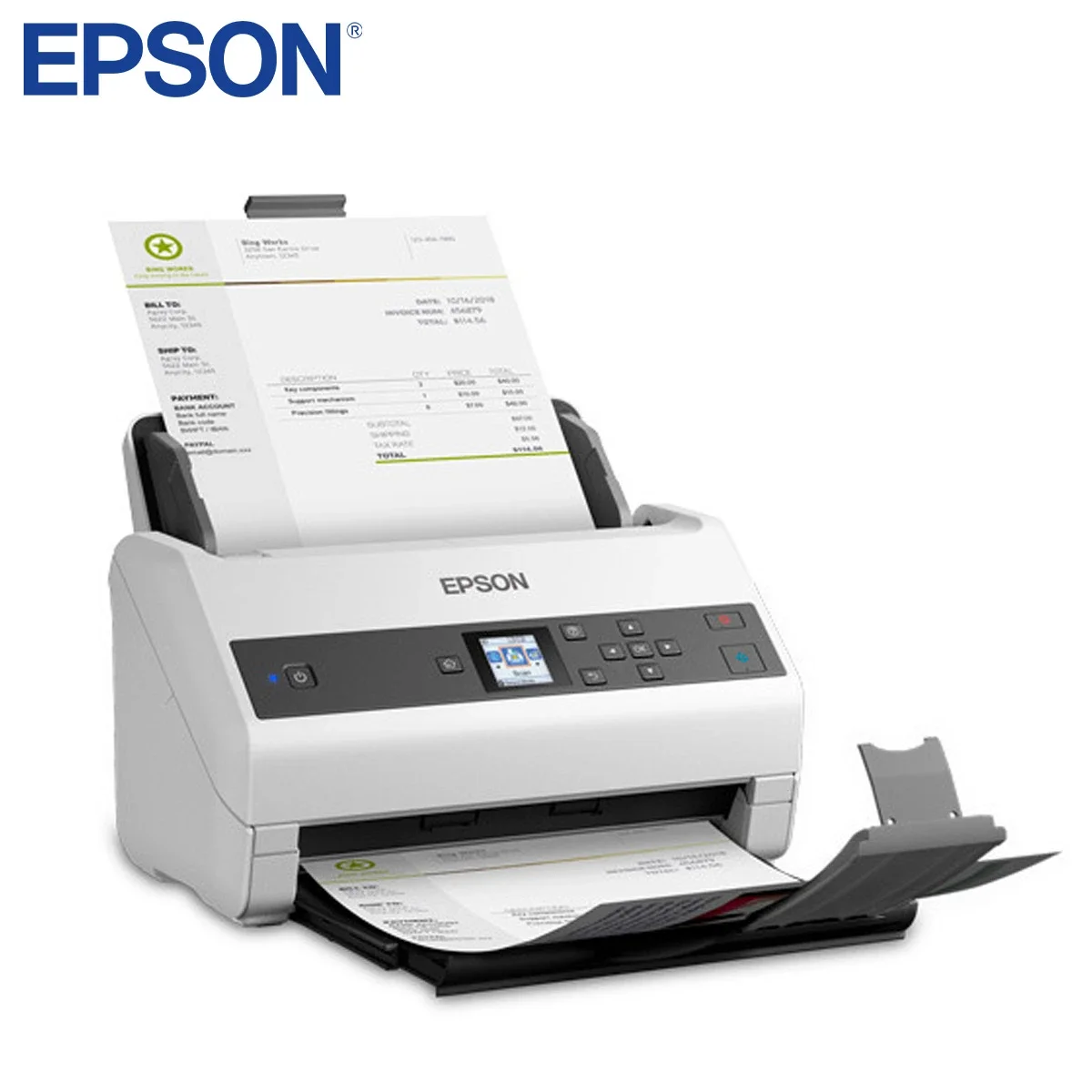 ماسح مستندات EPSON DS-870 ملون مزدوج الوجه مع ADF بسعة 100 ورقة، 65 صفحة/دقيقة، USB