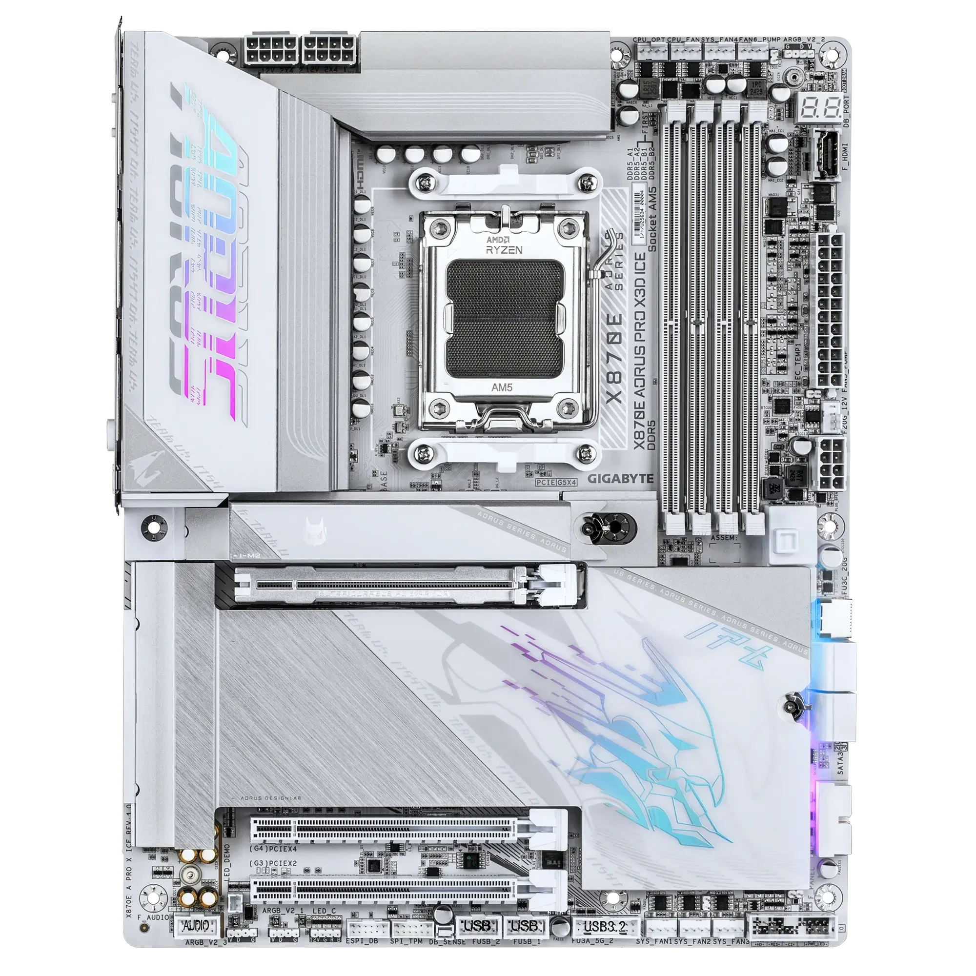 GIGABYTE X870E AORUS PRO X3D ICE WiFi 7 Bluetooth DDR5 Motherboard for AMD AM5 - Image 4