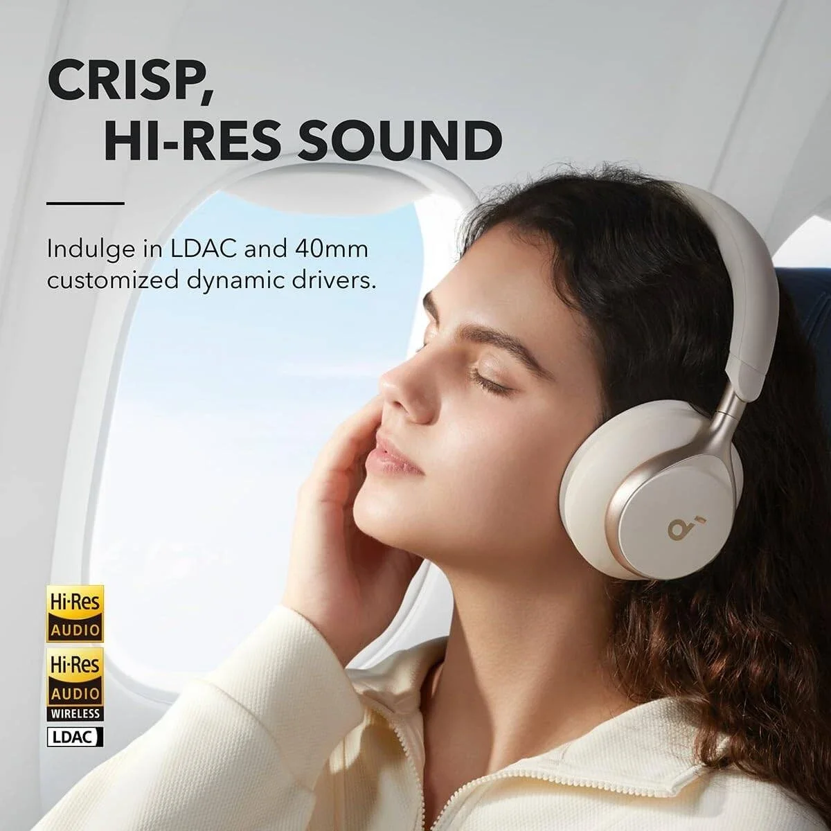 Anker Soundcore Space One ANC Headphones, 2X Voice Reduction, 40H ANC, Bluetooth 5.3, White - Image 3
