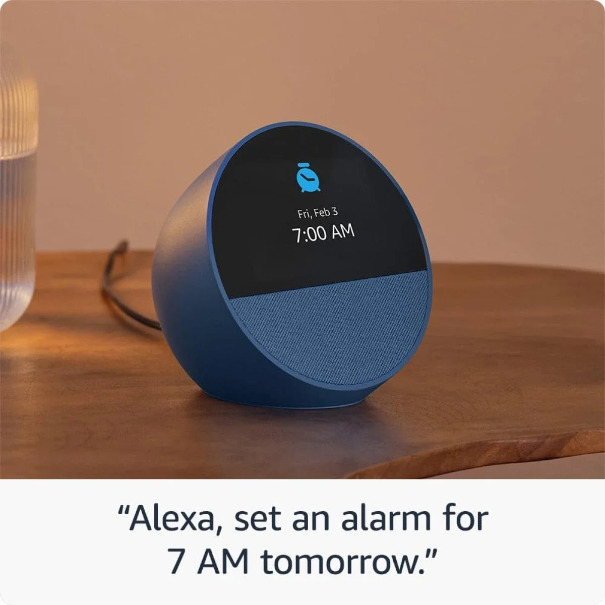 ساعة منبه ذكية Amazon Echo Spot (إصدار 2024) مع Alexa وصوت نابض بالحياة - أسود - Thumbnail 5