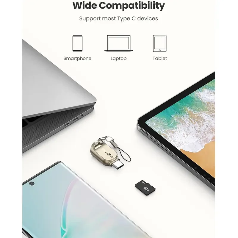 قارئ بطاقات Ugreen 80124 من USB-C إلى Micro SD بهيكل من سبيكة الزنك - Image 6