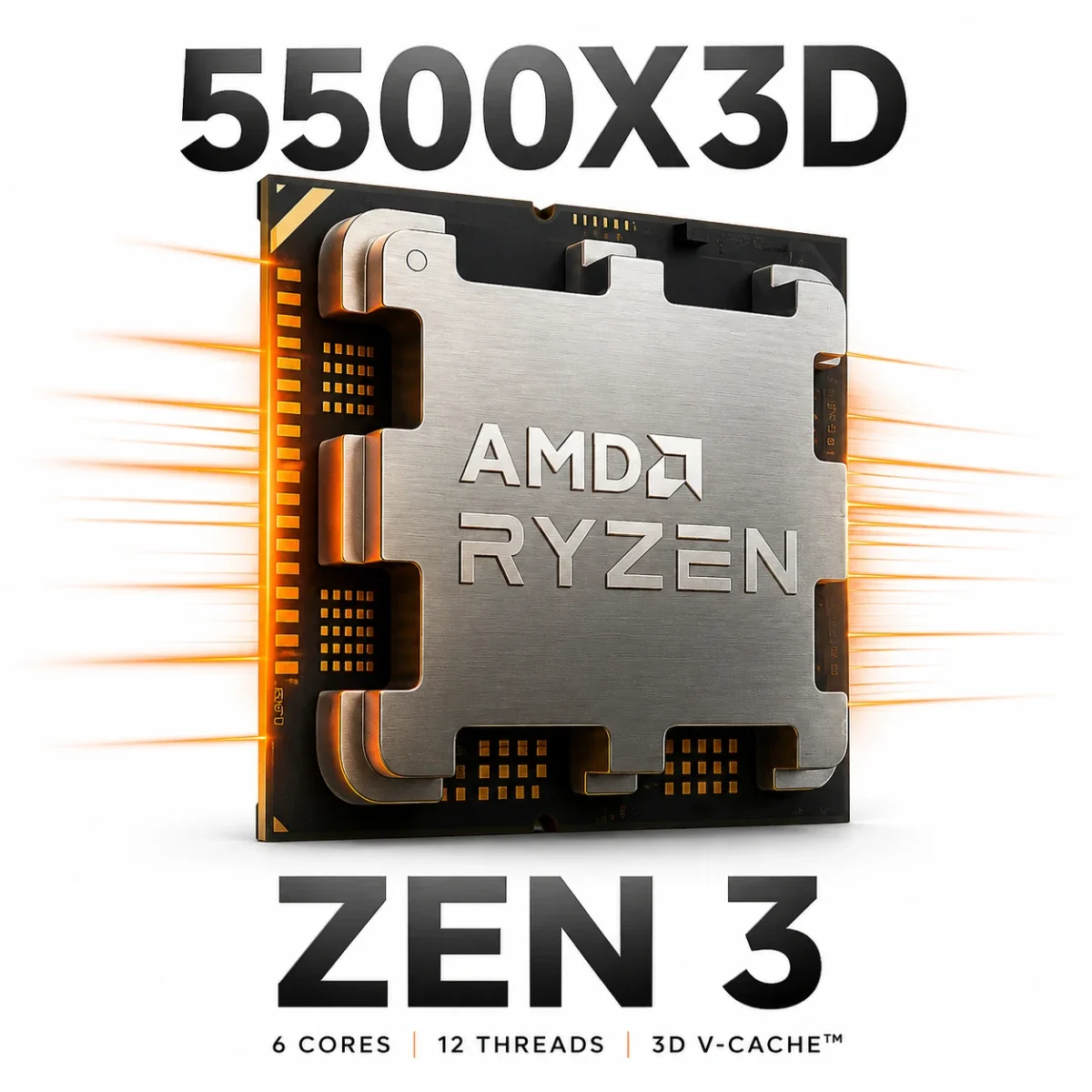 معالج AMD Ryzen 5 5500X3D مكتبي 6 أنوية 3.0 جيجاهرتز AM4 إصدار Tray