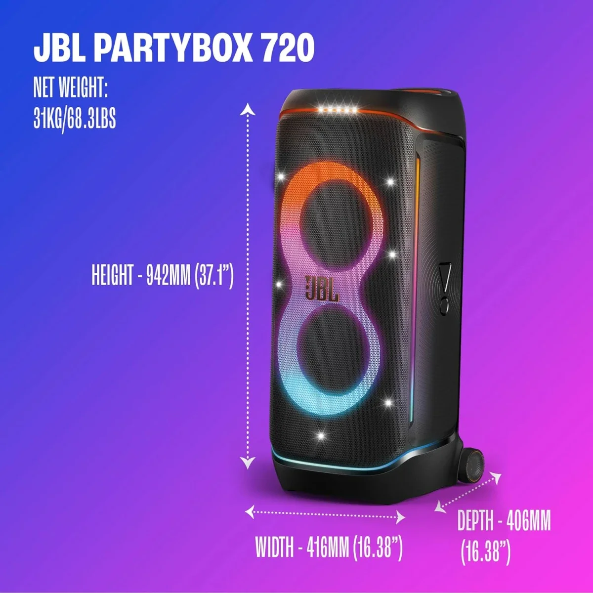JBL PartyBox 720 Portable Bluetooth Speaker 800W RMS Black - Image 8