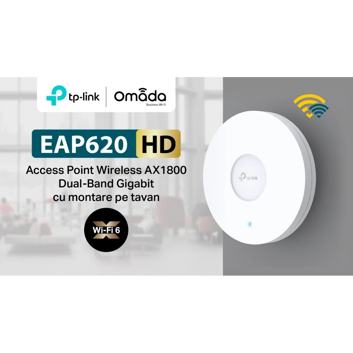 جهاز لاسلكي يقوم ببث شبكة Wi-Fi قوية تغطي مساحات واسعة لا تصلها إشارة الراوتر العادي TP-LINK EAP620 HD Omada Wi‑Fi 6 AX1800 - Image 3