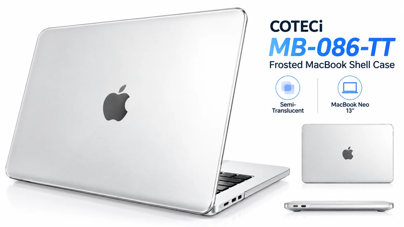 غطاء لابتوب Coteci MB-086-TT مطفي شبه شفاف لجهاز MacBook Neo 13 إنش - Thumbnail 9