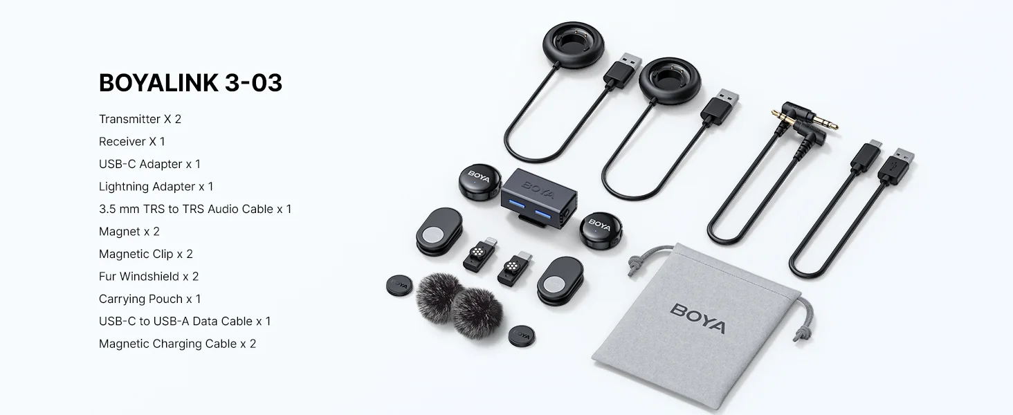 Boya BOYALINK 3-03 Wireless Lavalier Microphone System with AI Noise Cancellation - Thumbnail 25