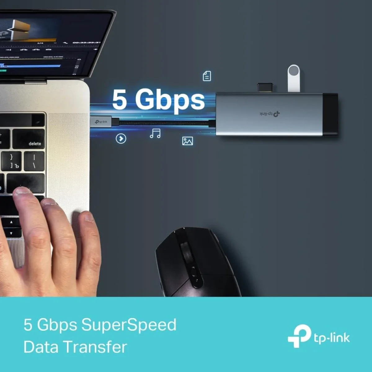 موزع USB-C 6 في 1 TP-LINK UH6120C مع HDMI 4K@60Hz وإيثرنت جيجابت وPD 100W - Image 8