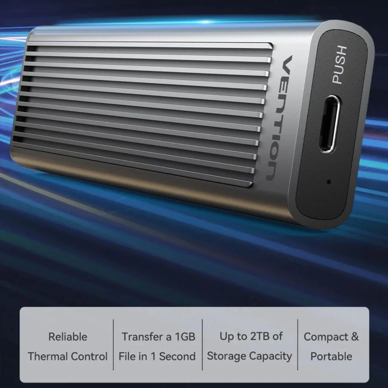 علبة SSD خارجية Vention KPKH0 لأقراص M.2 NVMe بواجهة USB 3.1 Gen 2-C - Image 3