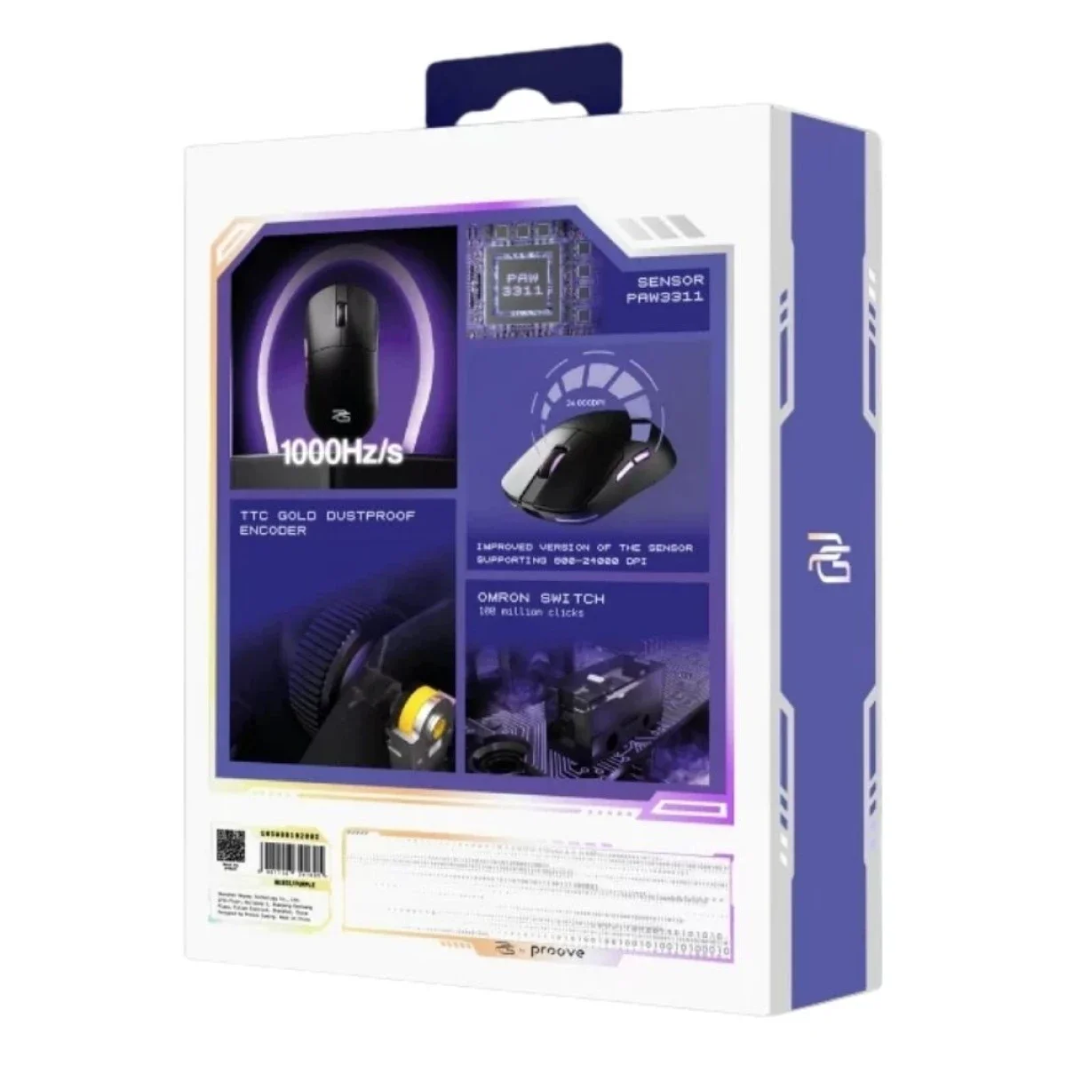 Proove GMSW00102001 Gaming Superfight Wired Gaming Mouse 12000 DPI Black/Purple - Thumbnail 6
