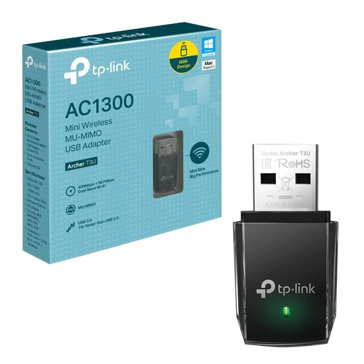 محول واي فاي TP-LINK Archer T3U AC1300 USB 3.0 ثنائي النطاق
