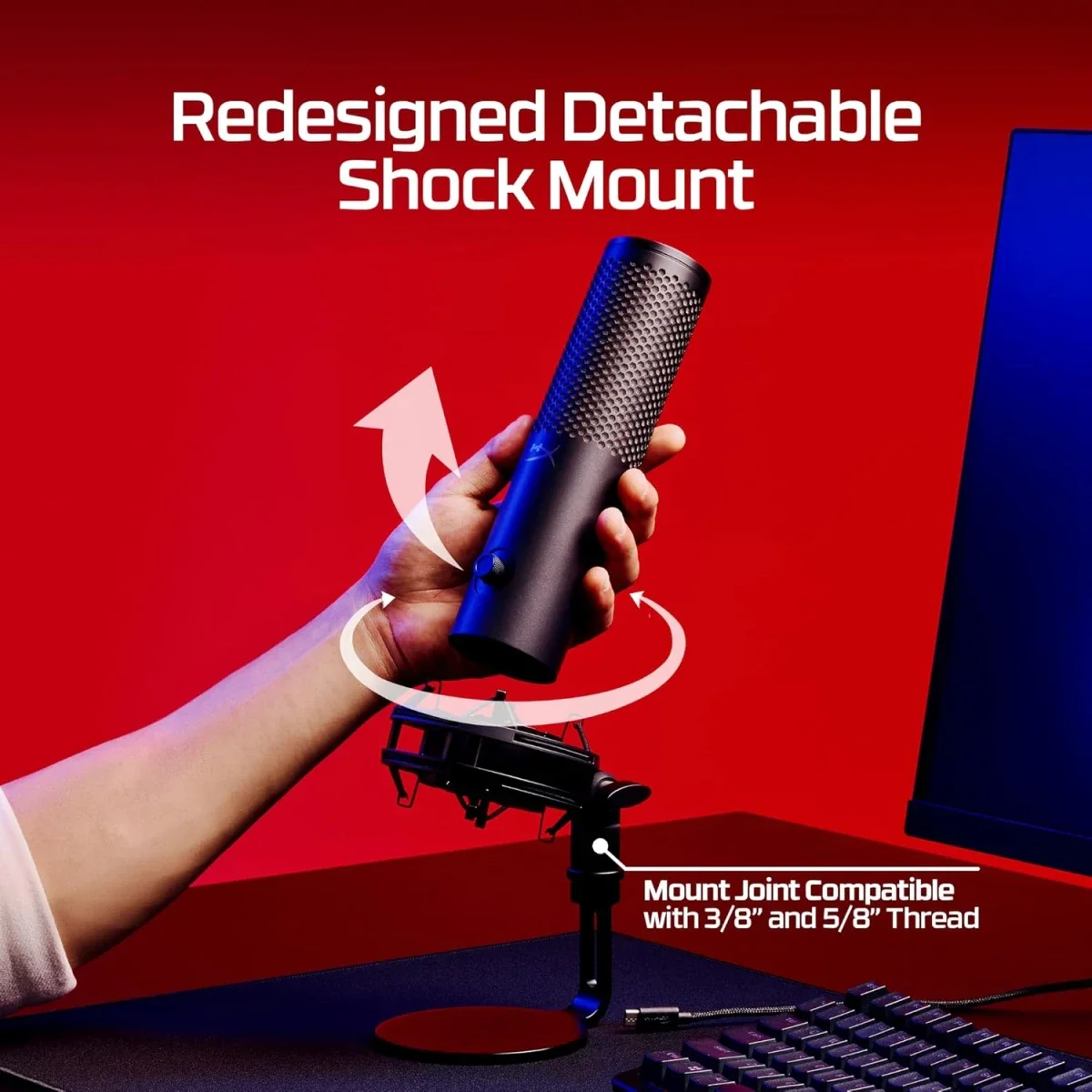 HyperX QuadCast 2 S (2024) USB Gaming Microphone with Dynamic RGB Lighting, Black - Image 5
