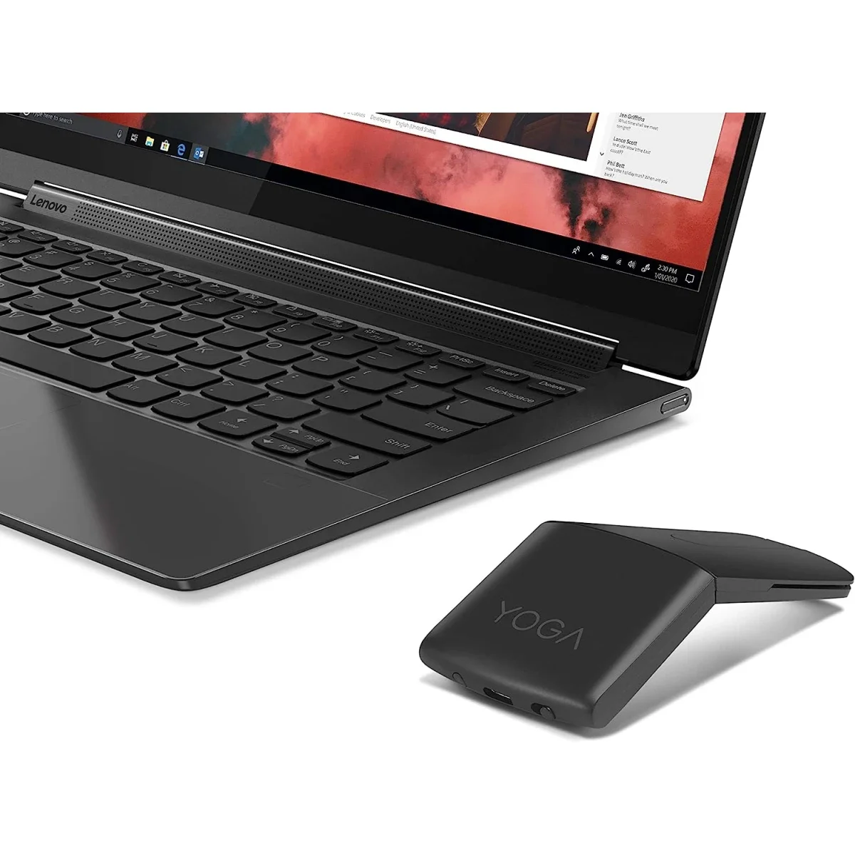 ماوس ومؤشر ليزر Lenovo Yoga Mouse لاسلكي بتقنية Bluetooth 5.0 و2.4GHz - أسود - Thumbnail 6