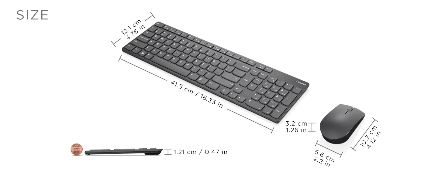 لوحة مفاتيح وماوس لاسلكيان Lenovo Professional Ultraslim بتخطيط عربي/إنجليزي - Thumbnail 15