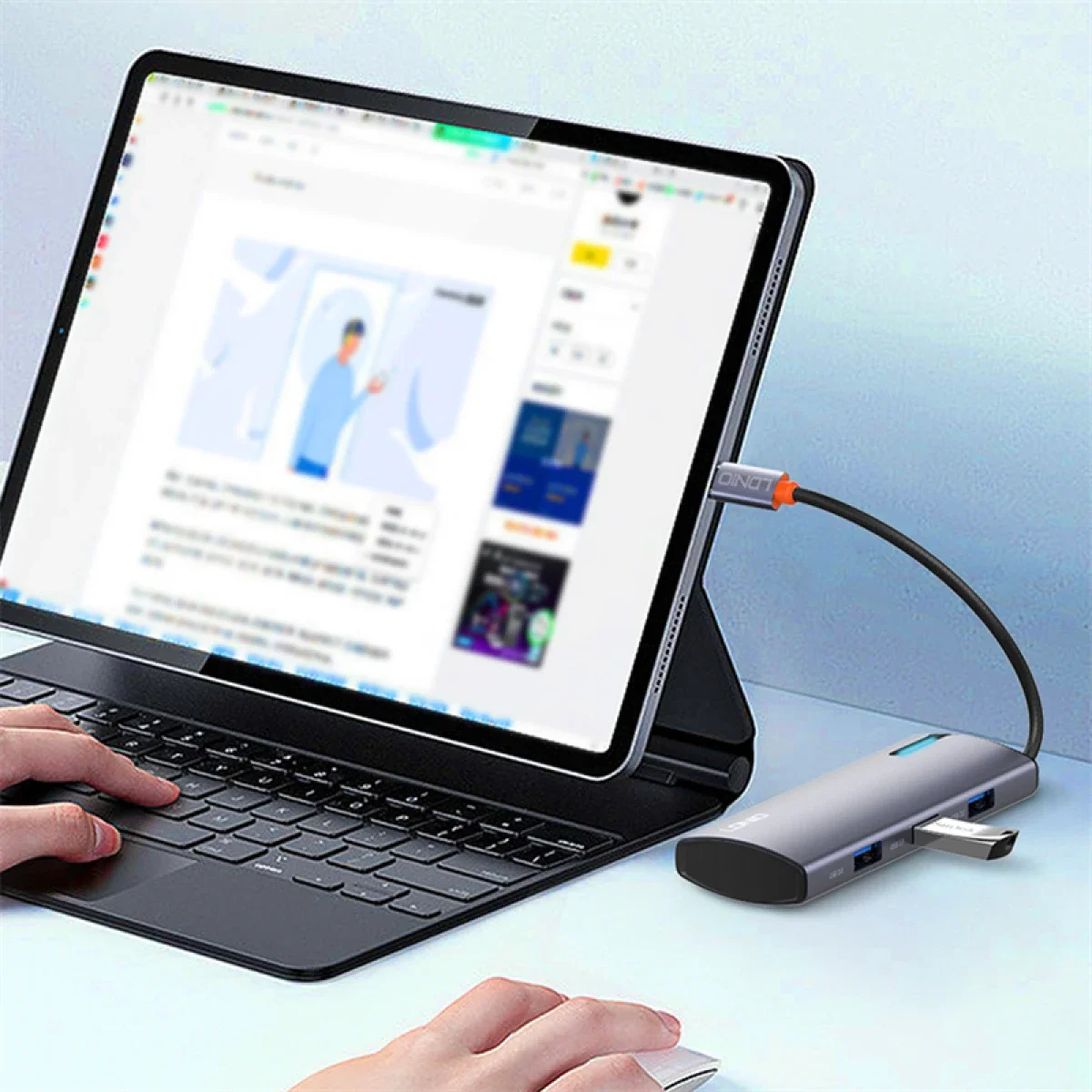 LDNIO DS-15U 5-in-1 USB Type-C Hub Multi-Function Adapter Gray - Thumbnail 2