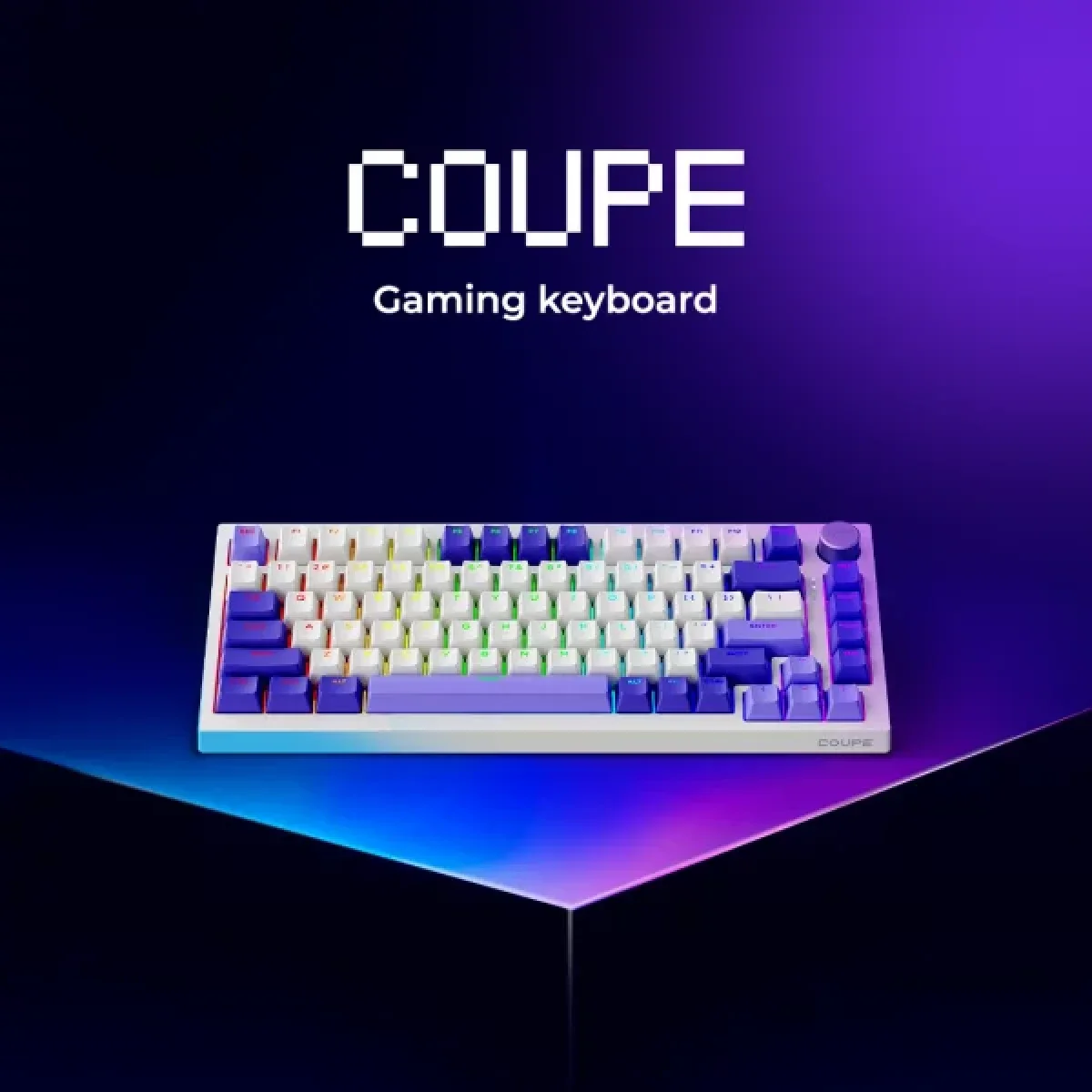 لوحة مفاتيح ألعاب Proove Coupe ميكانيكية لاسلكية ثلاثية الاتصال 75% بمفاتيح Huano Kobe، أسود/بنفسجي، WKCPEN022416 - Thumbnail 8
