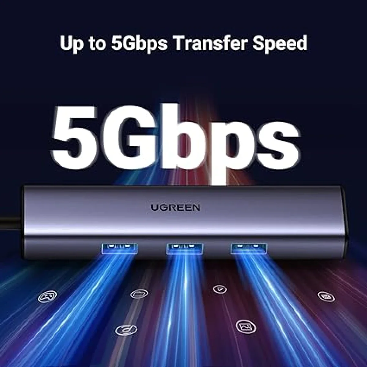 محول Ugreen USB-C إلى إيثرنت 4 في 1 متعدد المنافذ مع RJ45 جيجابت - Thumbnail 4