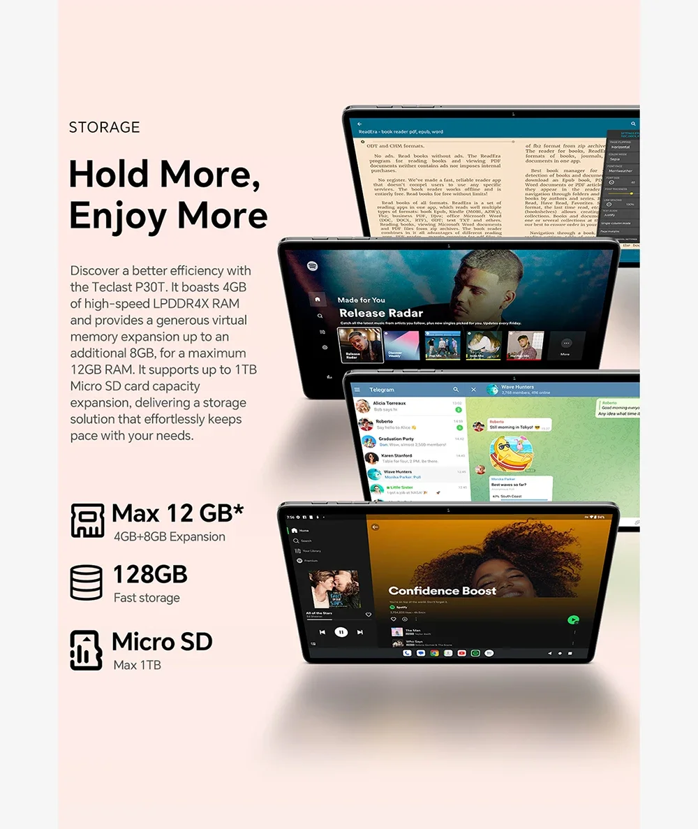 TECLAST P30T (2025) 10.1-Inch IPS 90Hz Android 14 Wi-Fi Tablet, 128GB, 4GB RAM, Grey - Thumbnail 15