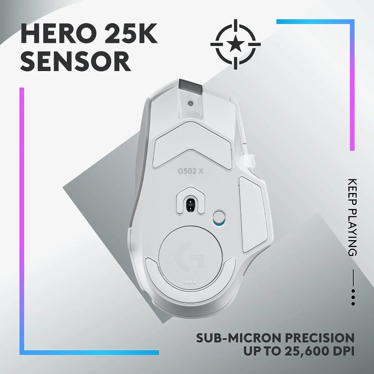 ماوس ألعاب Logitech G502 X PLUS لاسلكي LIGHTSPEED بمستشعر HERO 25K، أبيض - Thumbnail 5