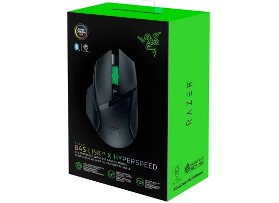 ماوس ألعاب Razer Basilisk V3 X HyperSpeed لاسلكي وبلوتوث بدقة 18K DPI، أسود