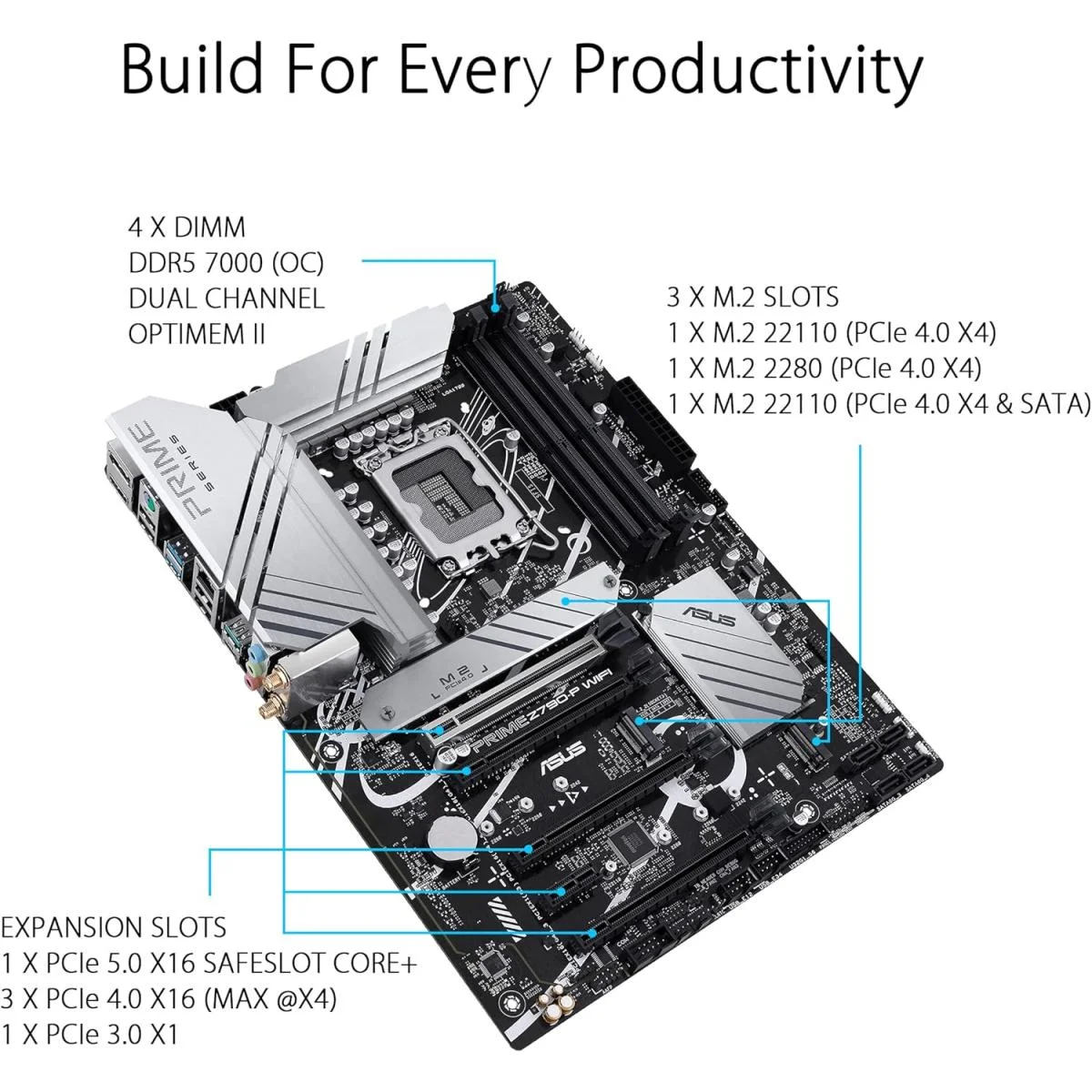لوحة أم ألعاب ASUS Prime Z790-P WiFi 6 ‏ATX، مقبس LGA 1700، DDR5، PCIe 5.0 - Thumbnail 2