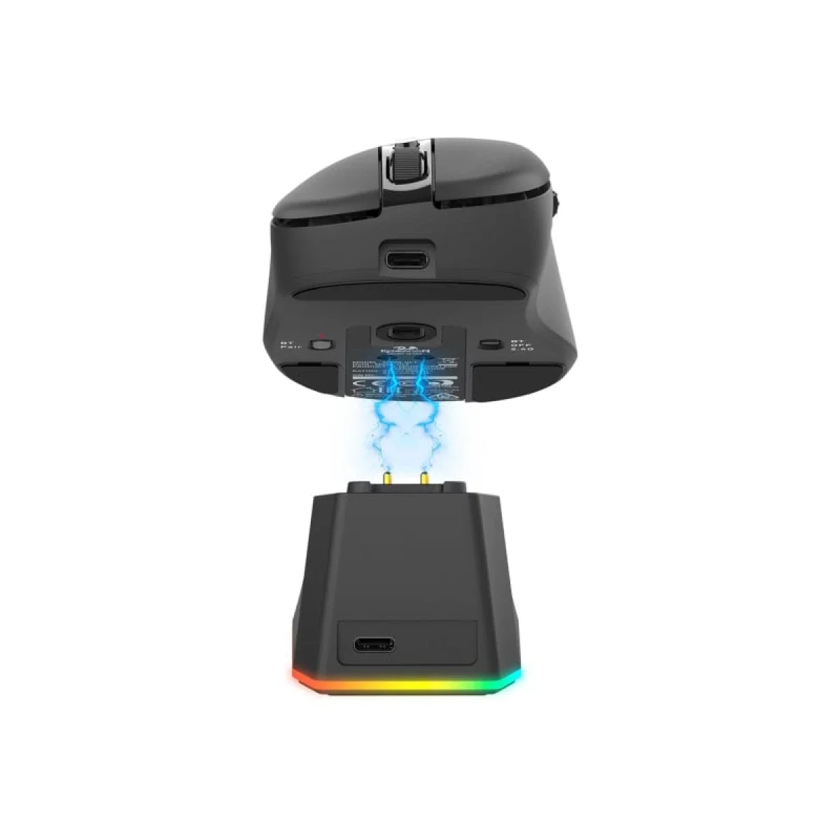 ماوس ألعاب Redragon M998 فائق الخفة ثلاثي الاتصال مع قاعدة شحن RGB ومستشعر PAW3950 ودقة 30000 DPI، أسود - Thumbnail 5