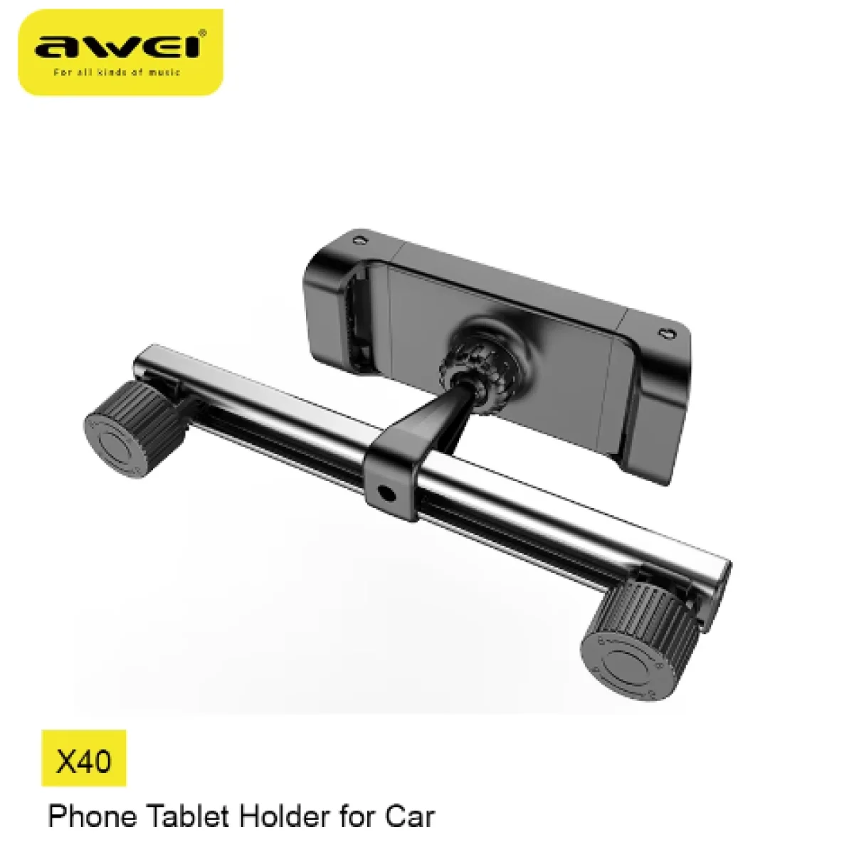 حامل تابلت وموبايل للسيارة Awei X40 دوّار 360° لمسند الرأس - Image 4