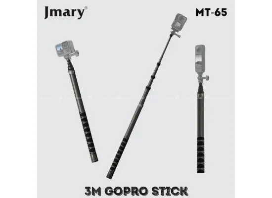 Jmary MT-65 Carbon Fiber Invisible Extension Pole for Action Cameras, 3 Meter, Black - Thumbnail 8