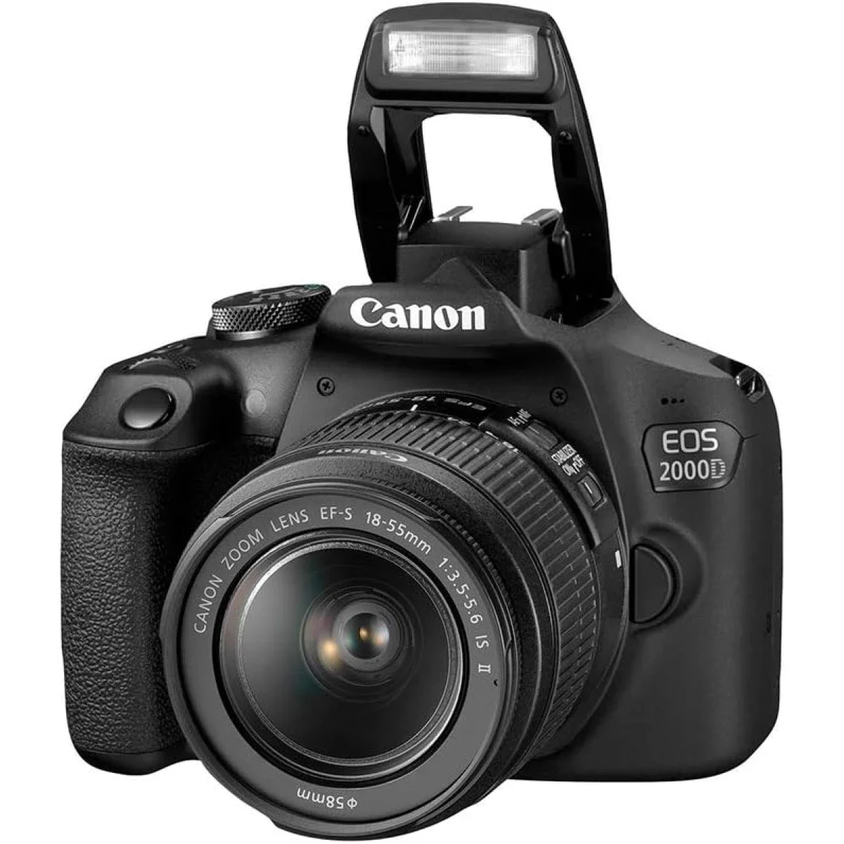 كاميرا Canon EOS 2000D DSLR بدقة 24.2 MP مع عدسة EF-S 18-55 مم IS II - أسود