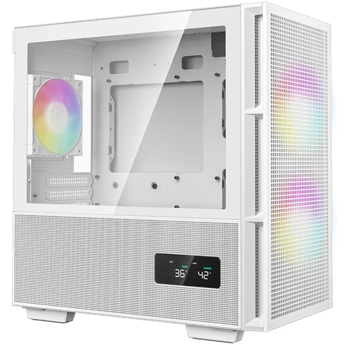 هيكل كمبيوتر DeepCool CH360 Digital Micro-ATX بتدفق هواء عالي مع مراوح ARGB وشاشة عرض حالة مزدوجة - White - Image 2