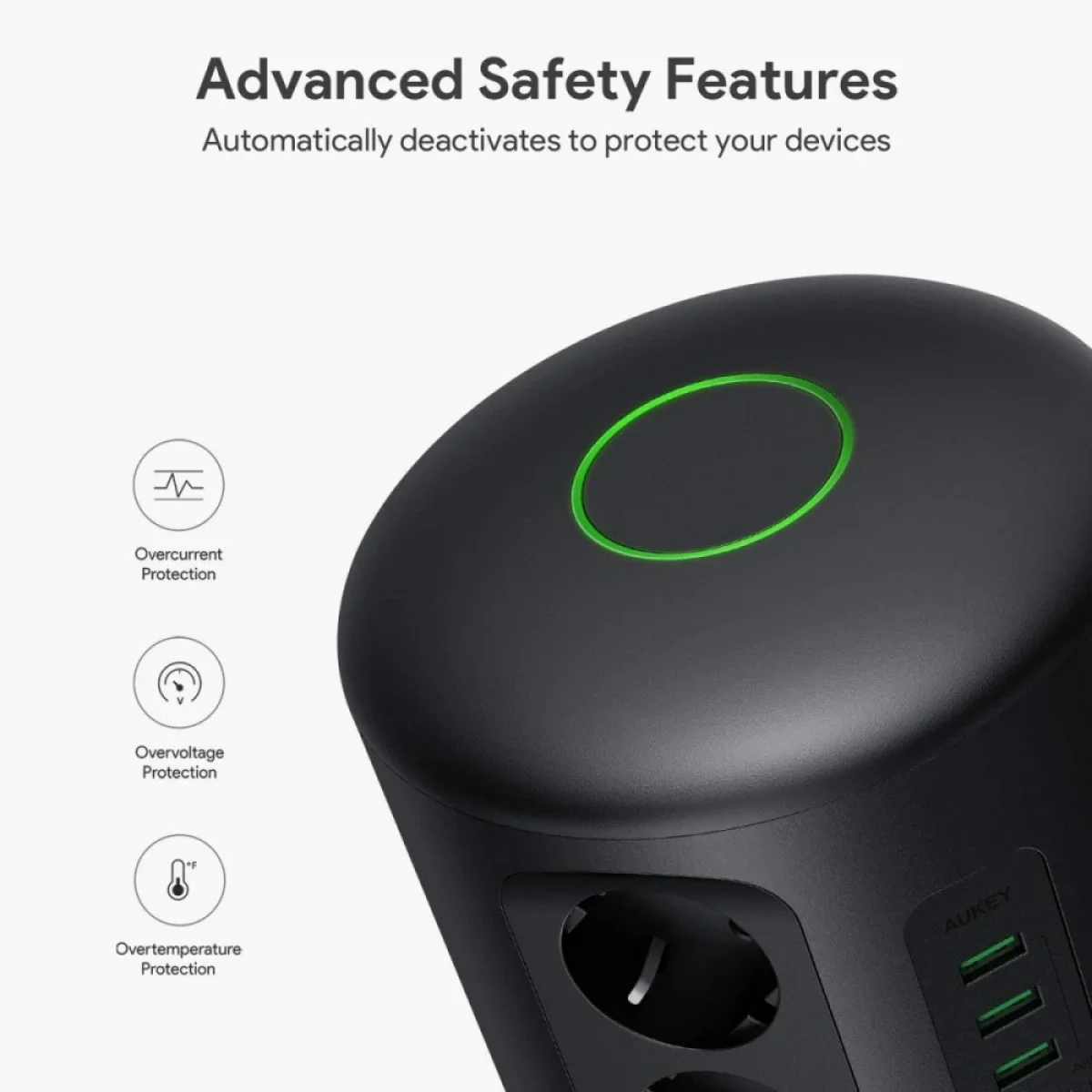 مشترك كهرباء برجي AUKEY PA-S14 PowerHub XL مع 12 مخرج كهرباء و6 منافذ USB-A - Image 6