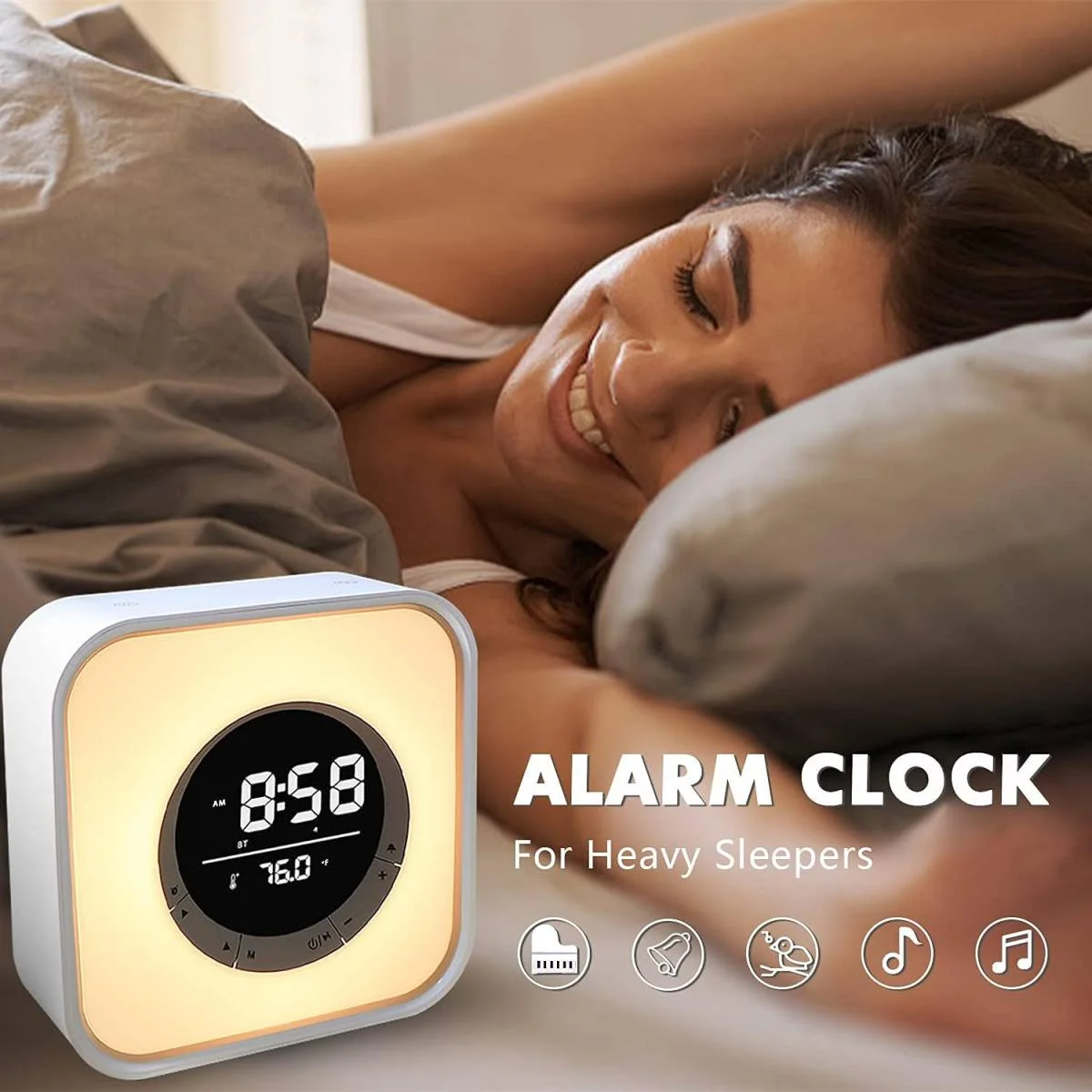 Bluetooth Speaker Alarm Clock with Night Light, Dimmable LED and 11 RGB Colors - Image 4