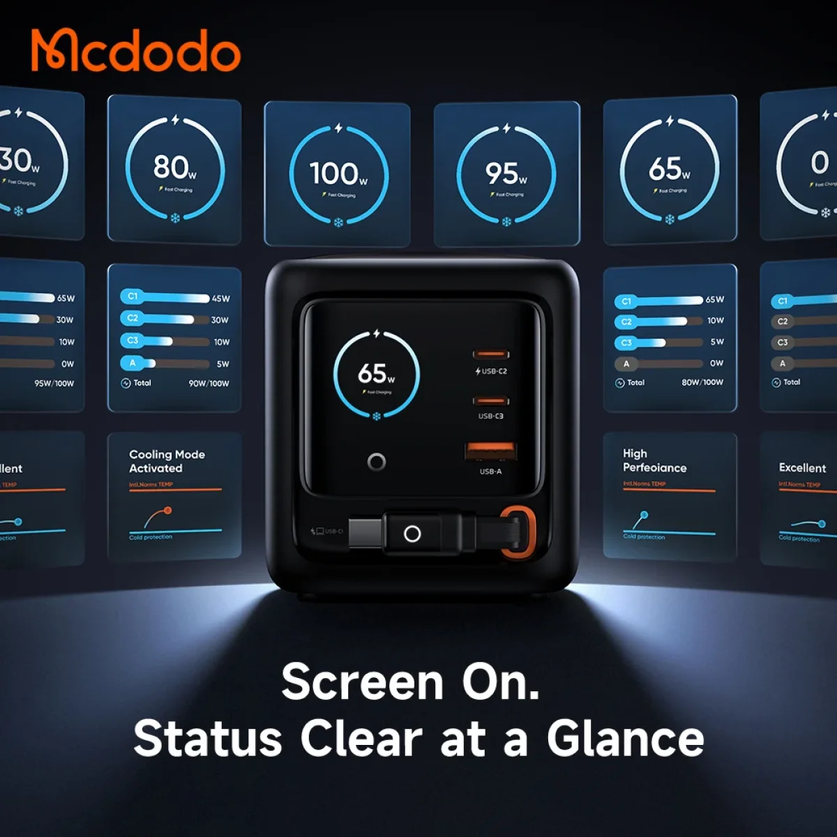 Mcdodo FreeGo Pro CH-139 100W Desktop Fast Charger with 100cm USB-C Cable - Thumbnail 4