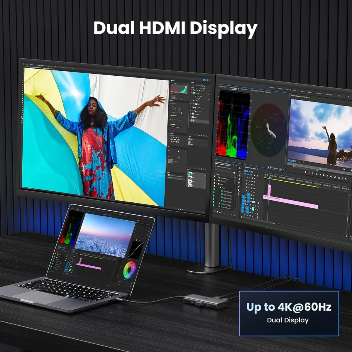 محطة إرساء USB-C 6 في 1 من Ugreen مع دقة مزدوجة 4K@60Hz و8K@30Hz و100W PD - Image 4