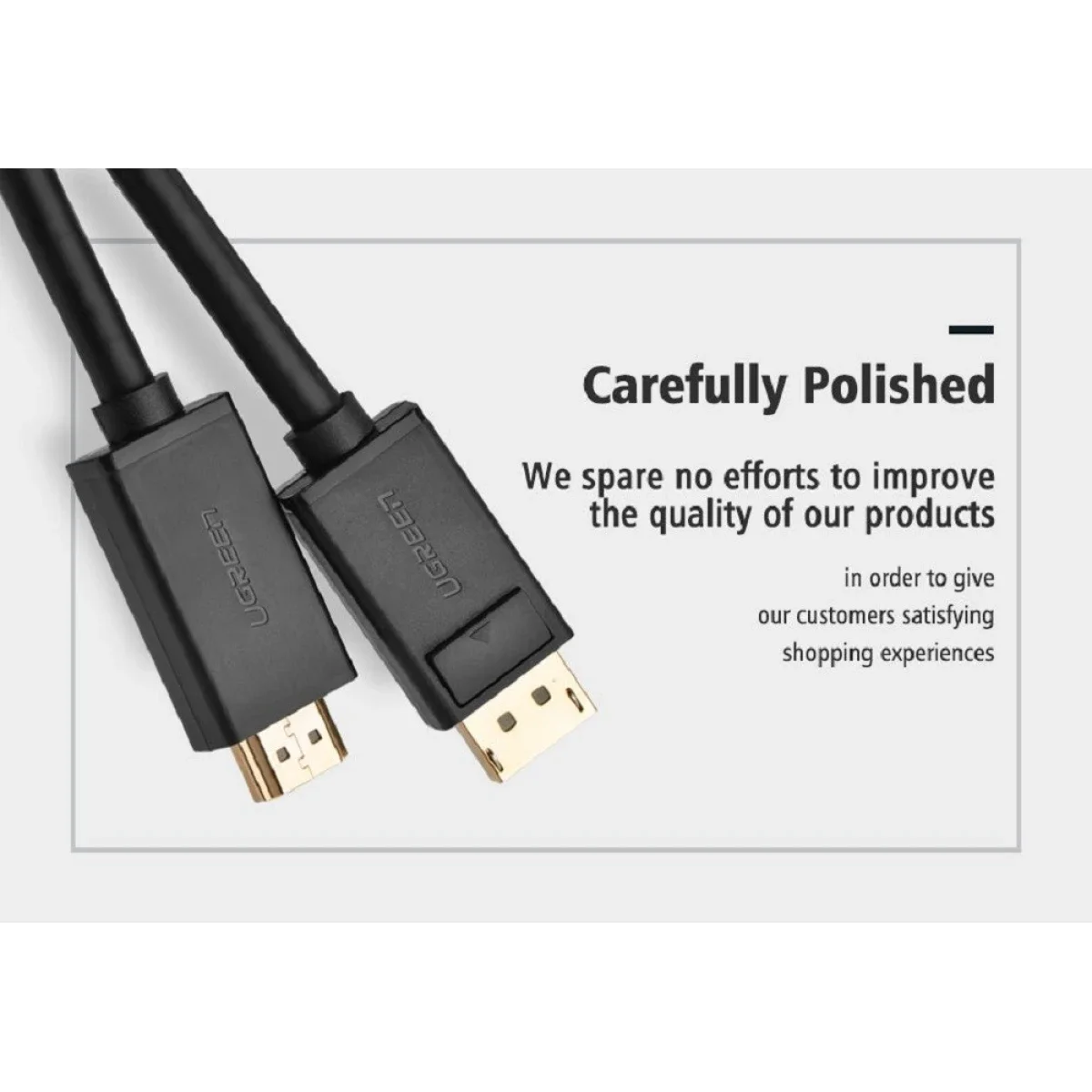 سلك Ugreen DP إلى HDMI بدقة 4K UHD بطول 2 متر أسود - Thumbnail 3