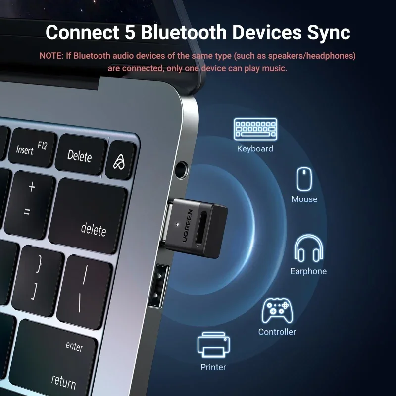 محول بلوتوث Ugreen 35995 USB إصدار 5.3 للكمبيوتر - Thumbnail 12