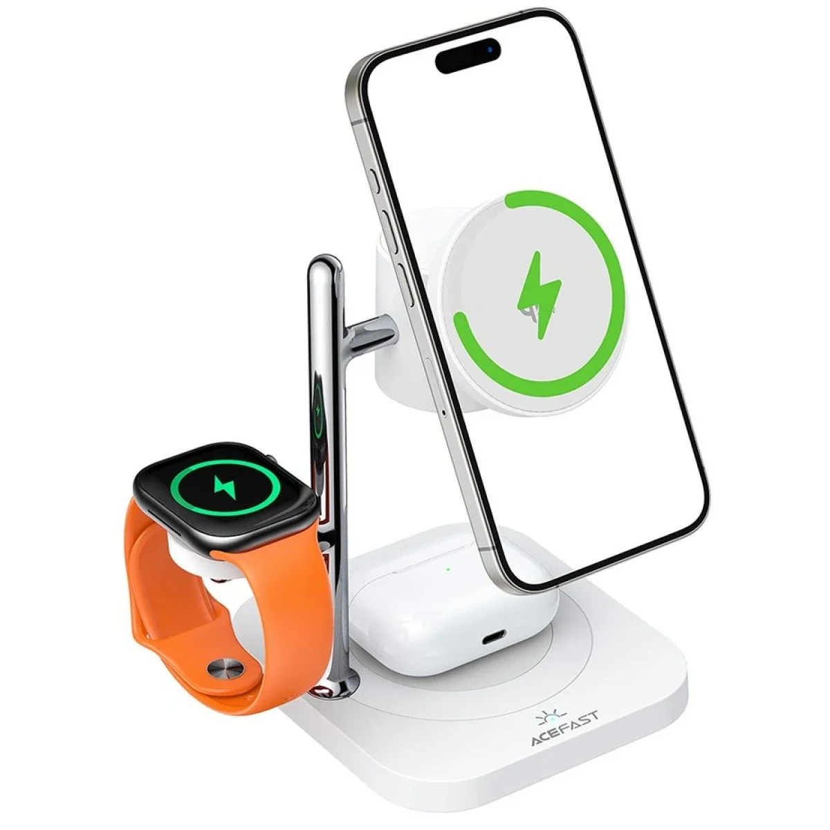 ACEFAST E39 4-in-1 Qi2 Desktop Wireless Charger with Night Light, White