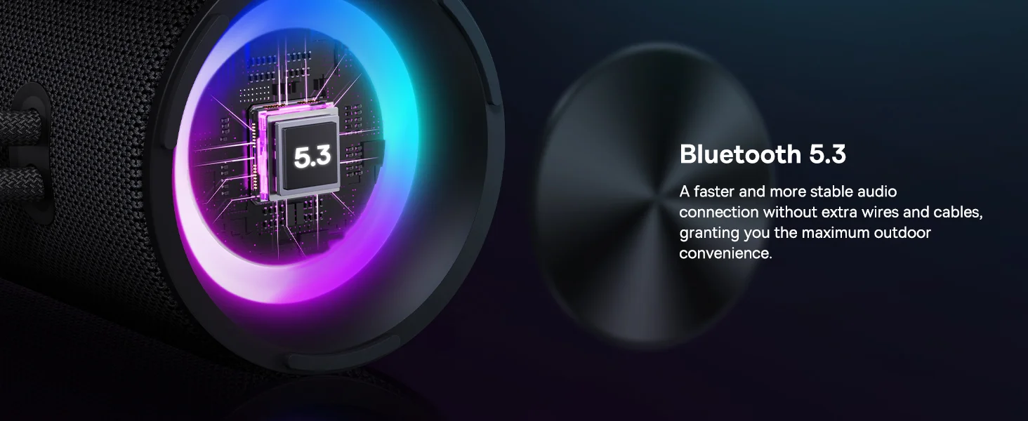 مكبر صوت Baseus AeQur Series VO20 بلوتوث مع إضاءة RGB، 15 واط، تشغيل حتى 15 ساعة - أسود - Image 15
