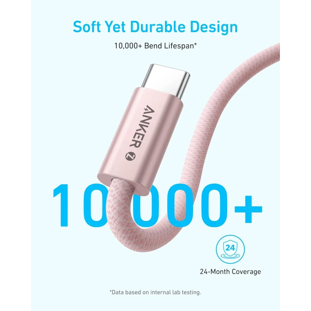 كابل شحن سريع USB-C إلى USB-C Anker Zolo A8060 بقدرة 240 واط مضفر بطول 1.5 متر أبيض - Image 5