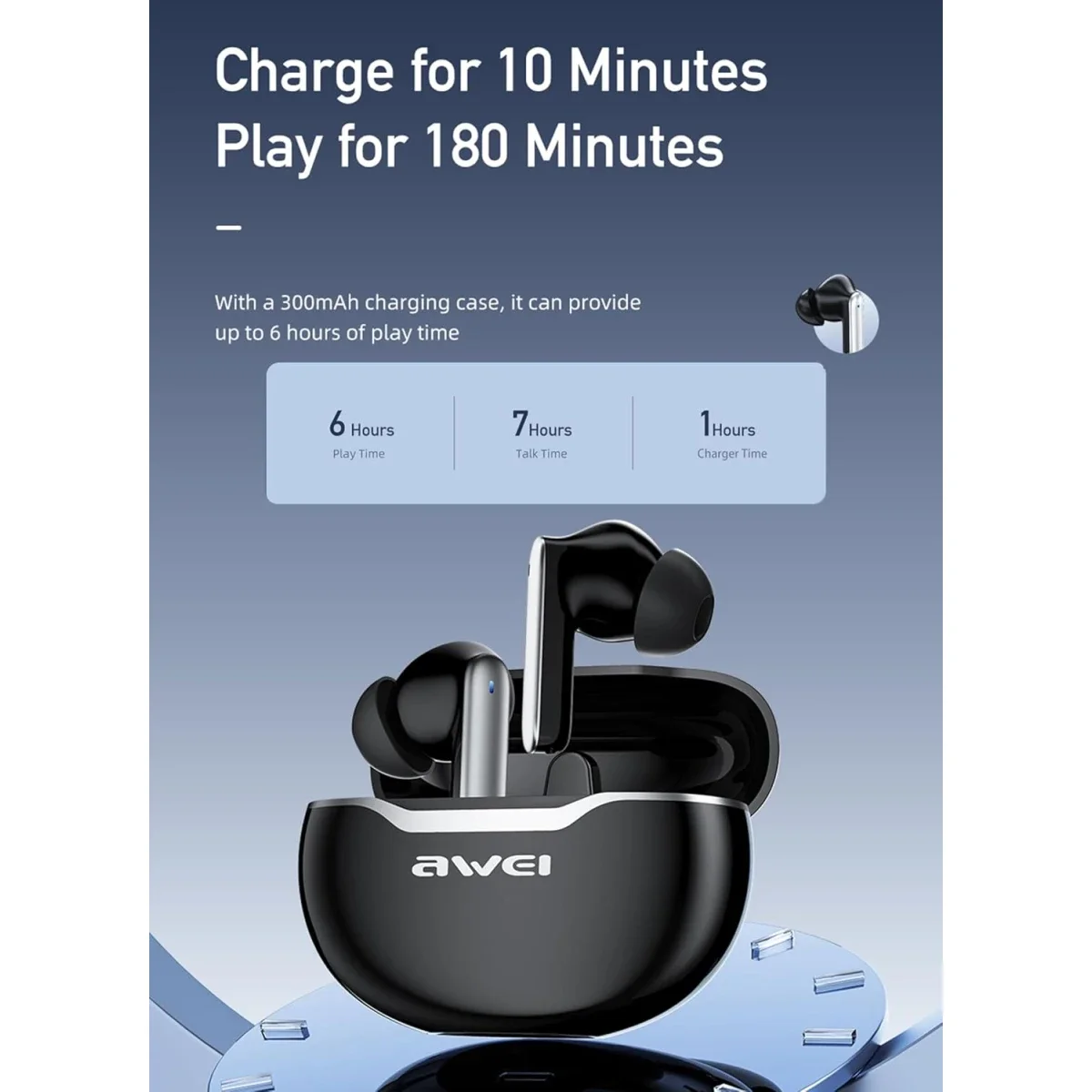 سماعات أذن لاسلكية TWS Awei T50 مع ENC و4 ميكروفونات وBluetooth 5.3 - Image 5